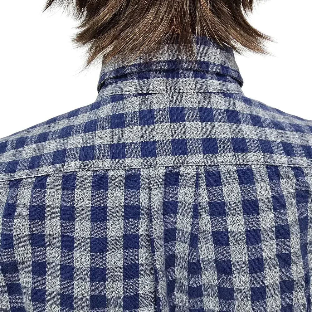 J. Crew Jaspe Cotton Shirt Blue Gray Gingham Slim Fit Long Sleeve Mens M A9329
